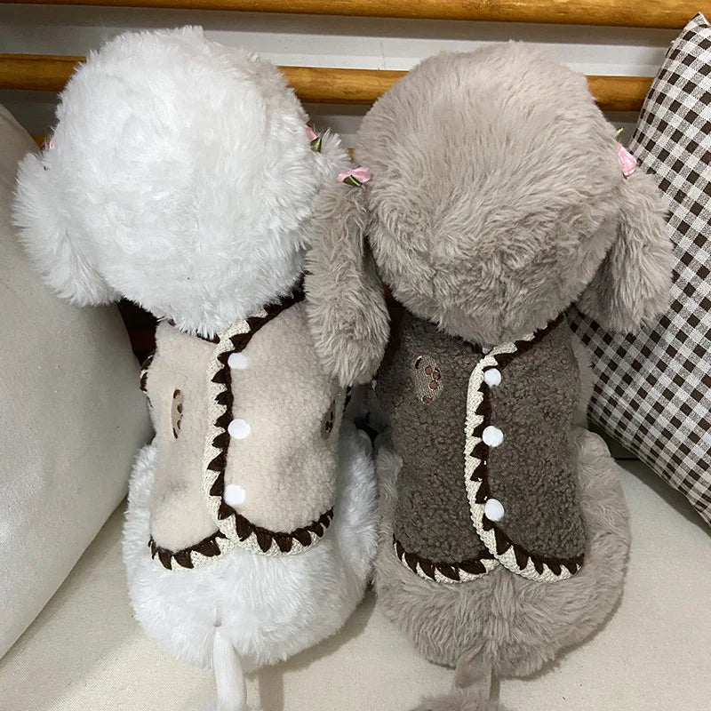 Pet Solid Lamb Fleece Vest Clothes Ins Short Clothes Dog Vest Cat Clothes Cat Clothes Autumn Winter Teddy Clothes Dog Clothes